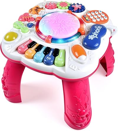 Cemirk Baby Activity Table 6-12 Months Red 30cm Educational Music Table