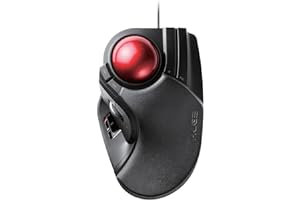 ELECOM HUGE Trackball Mouse, Wired, Finger-Operated, 8-Button Function, Palm Rest Attached, 52mm Smooth Red Ball Windows11, macOS (M-HT1URBK)