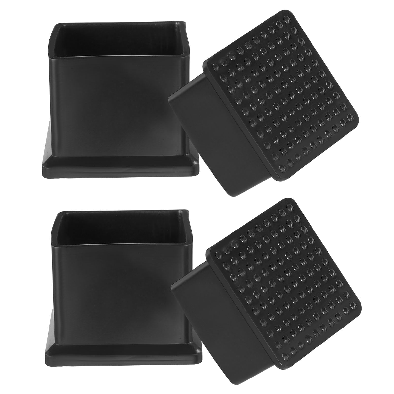 PATIKIL Square Plastic Hole Plugs 1.5 Inch, 4 Pack Tubing Insert End Cap for Rectangle Metal Tubing Furniture Chair Leg Fence Post Pipe, Black