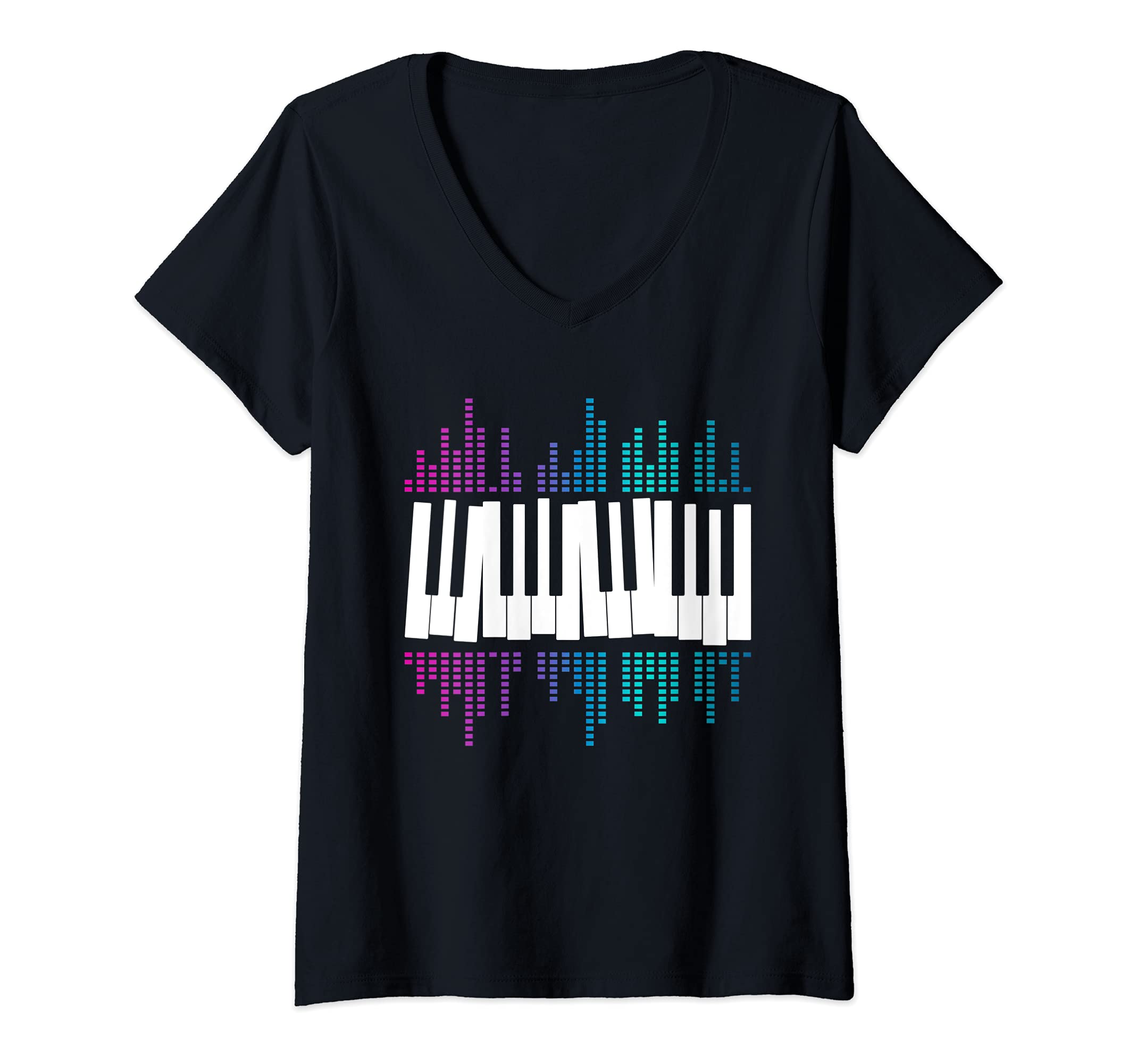 Womens Piano Player Keyboard Pianist Musical Instrument Piano V-Neck T-Shirt