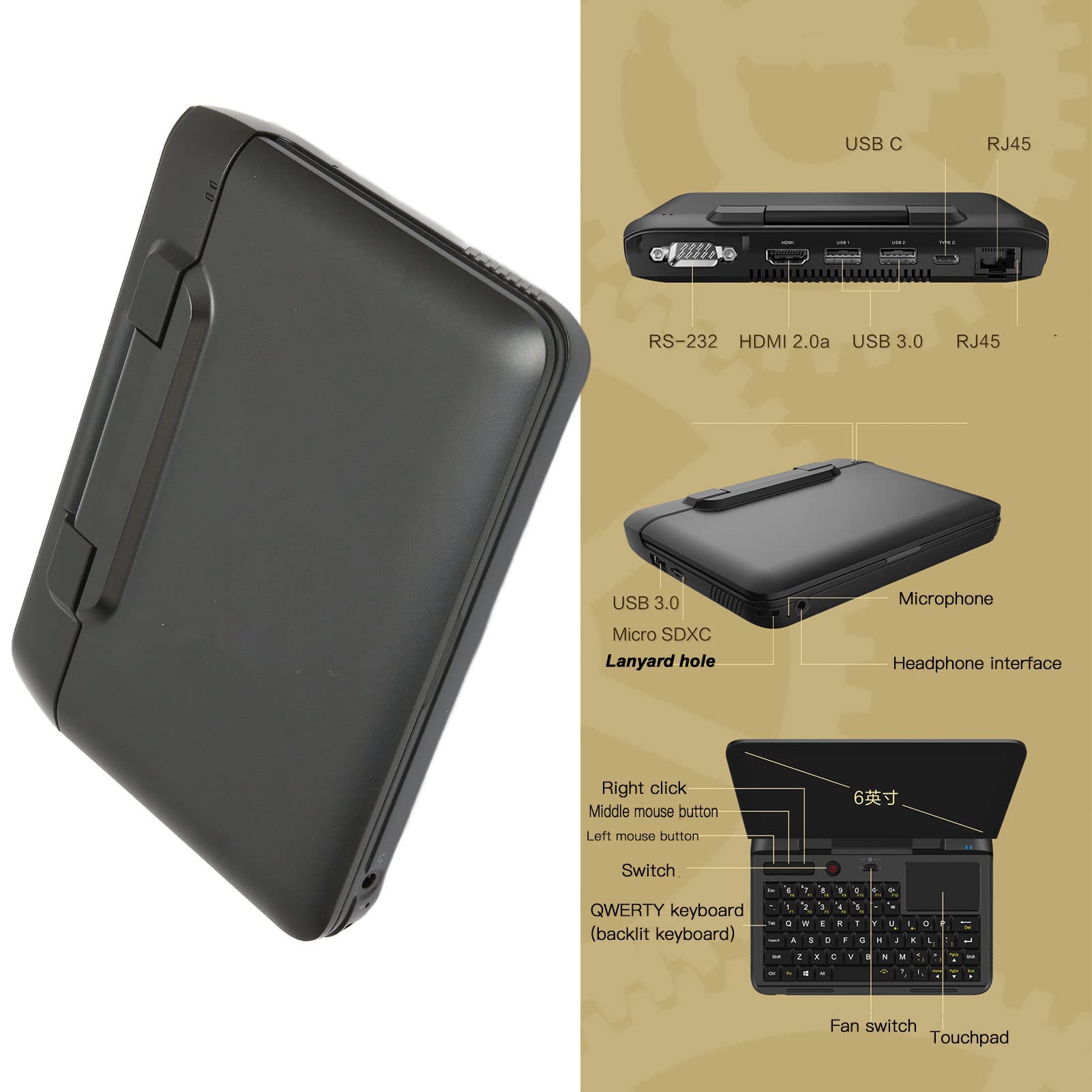 Tgoon GPD Micro PC, GPD Pocket Laptop Quad Core 8GB DDR4 RAM for Office(#1)