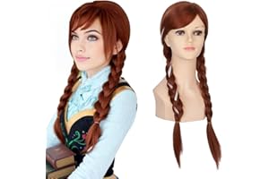 SARLA Girls Long Braided Auburn Wig Straight 22 Inch Synthetic Pigtail Hair for Cosplay Party Halloween Costume Child Size