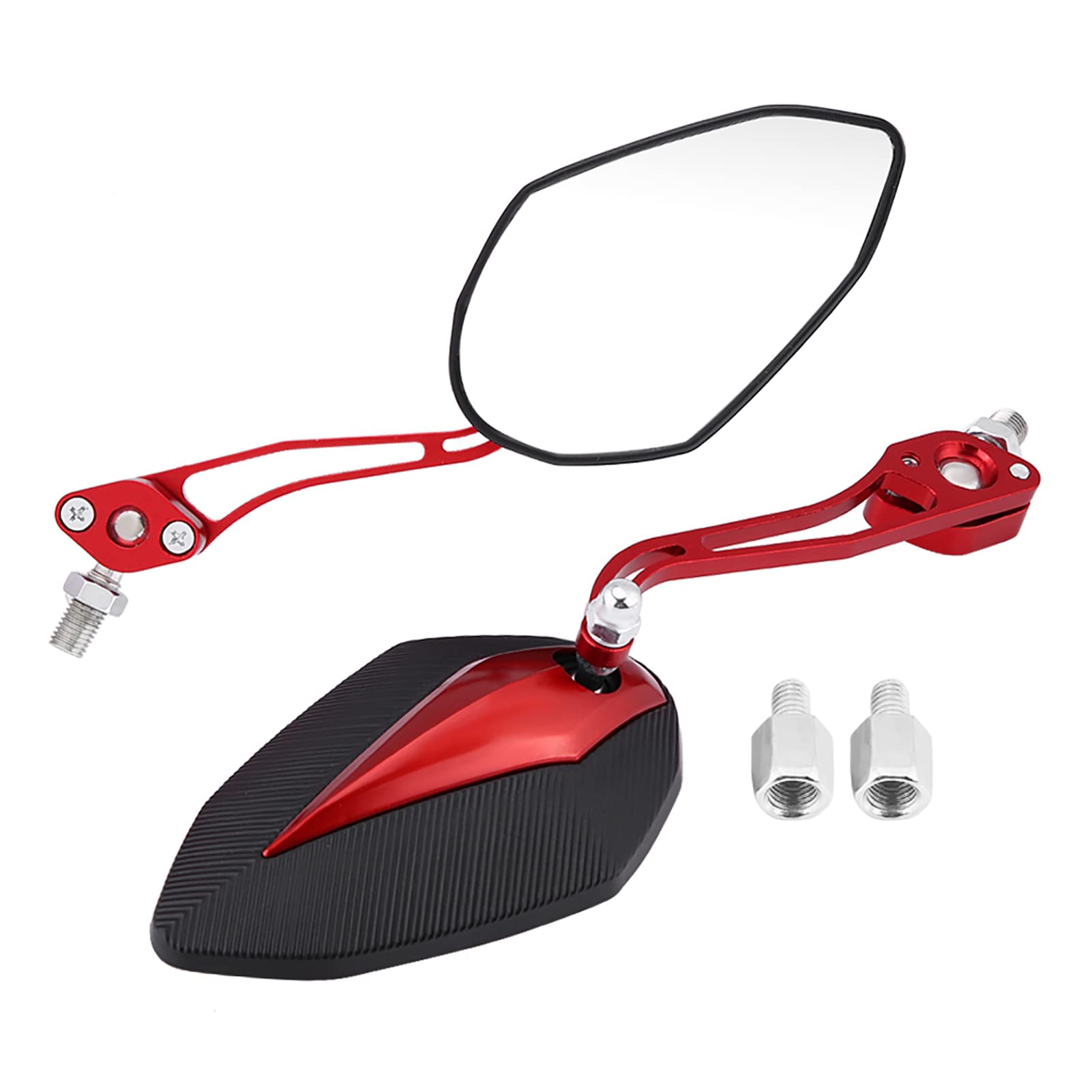 1 Pair Side Mirrors Universal, Keenso Adjustable Aluminum Handlebar Rear View Side Mirrors Motorbike Scooter 10mm 8mm (Red) Automotive Interior and Exterior
