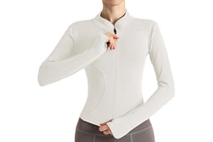 Ncvtang Women's Cropped Lightweight Stretchy Running Track Jackets Full Zip Slim Fit Athletic Tops with Thumb Holes