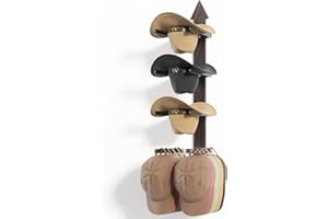 ORAPOKE Cowboy Hat Rack for Wall, Cowboy Hat Holder Wall Mount Holds up to 4 Hats, Wooden Western Rustic Metal Hat Hanger with Arrow Sign Board, Hat Organizer for Western Hat, Fedora, Sun Hats (1 pack)