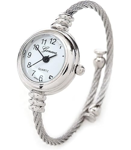 Women\'s White Gold Analog Quartz Elegant Cable Cuff Arabic Number Bracelet Watch Blekon Collections Women main image 2