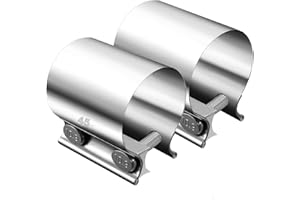 Dianrui 2PCS 1.75" Butt Joint Stainless Steel Clamp Band; 1.75 inch Universal Widening Clamp Fit for Exhaust System, Muffler