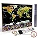 TRAVEL BUCKET LIST Scratch Off Extra Large World Map Wall Poster with Country Flags. Great Gift for Travelers. Size 32.5 x 23.5 Inches. Includes Free Travelers Gift - Keychain and Set of Accessories