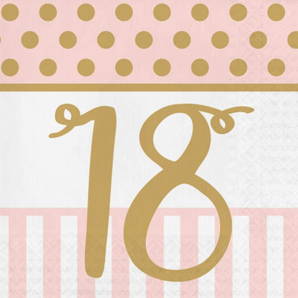 Creative Party PJ027 Pink Chic 18 Birthday Lunch Napkins 33cm (13")