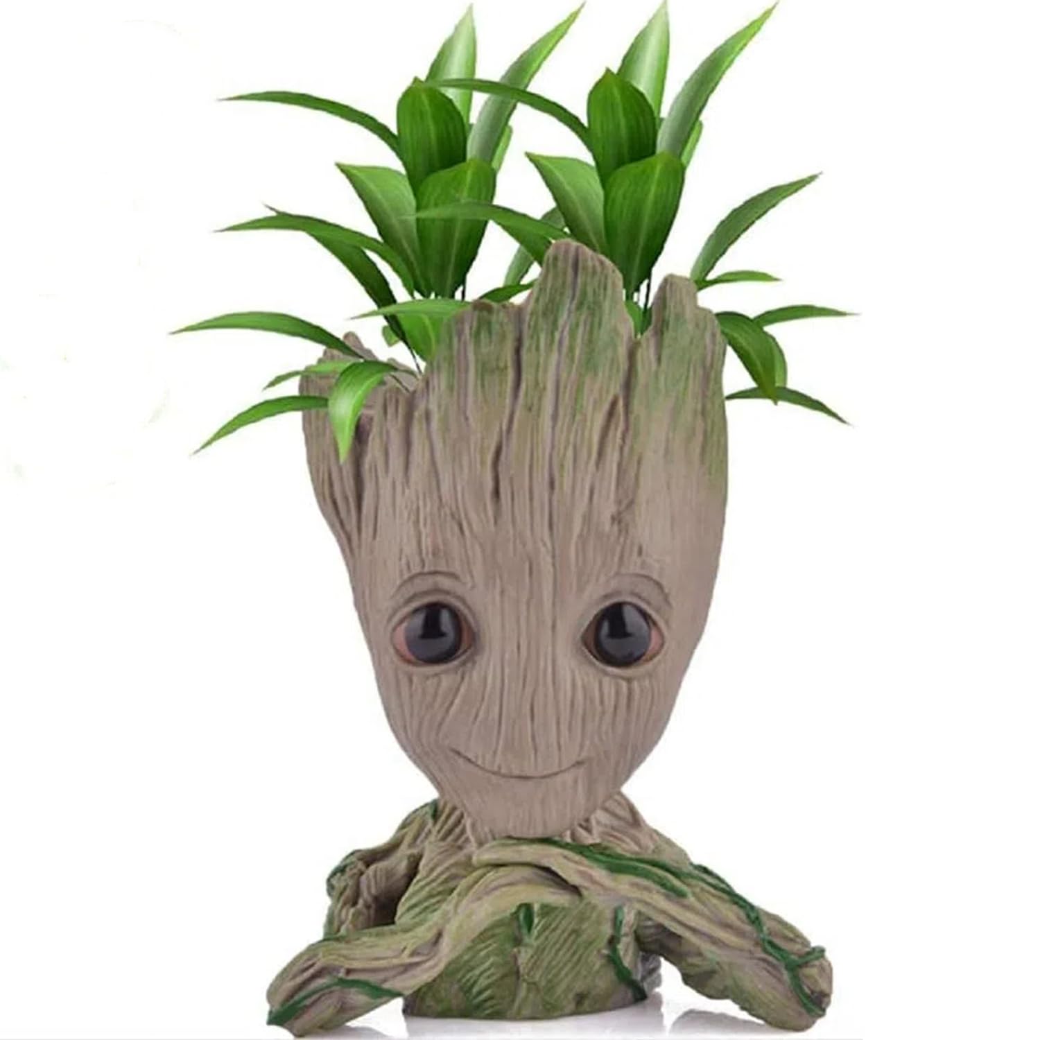 Udream Groot Plant Pot Cartoon Baby Groot Flower Pot with Drainage Hole, Groot Succulent Planter Cute Green Plants Flower Pot Desktop Pen Holder Best Gifts for Kids