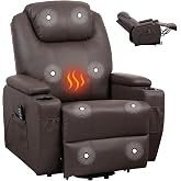 Garvee Power Recliner Chair, Lift Chair with 8-Point Vibration and Heat, Full Body Massage, Armrest Storage, Dual Cup Holders, Silent PU Leather, FSC TUV Certifie, Power Lift Recliner for Bedroom