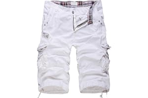 Men's Capri Long Elastic Cargo Shorts Below Knee Shorts 3/4 Cargo Casual Hiking Work Shorts with Multi Pockets