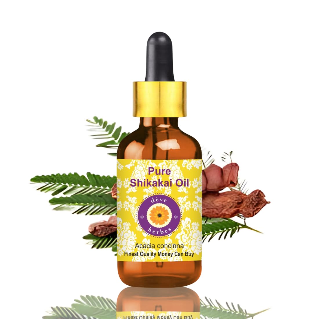 Deve Herbes Pure Shikakai Oil (Acacia concinna) Non-Sticky | Non-Greasy | For Hair, Scalp, Massage & DIY Use 30ml with Glass Dropper