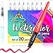 20 Watercolor Brush Pens Soft Flexible Tip - Watercolor Paint Markers for Adult Coloring Books, Painting, Drawing, Coloring, Non Toxic Watercolor Paint, Set of 20 Watercolor Pens by C&Berg