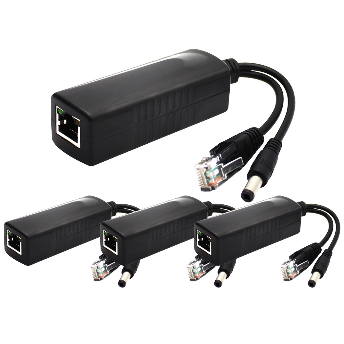 ANVISION 4-Pack PoE Splitter, DC 12V Output, IEEE 802.3af Compliant, for Non-PoE IP Camera AP Router Voip Phone, AV-PS12