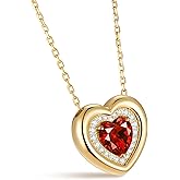 Kstyle Valentine's Day Gifts for Women - 14K Gold Filled 925 Sterling Silver Heart Birthstone Pendant Necklaces, Anniversary Birthday Jewelry Gifts for Wife Daughter Mom Grandma, Non Tarnish 16"+2"