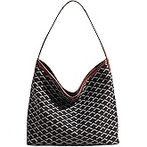 Geometric pattern shoulder bag, large capacity shoulder bag, brown trim, stylish women's crossbody bag