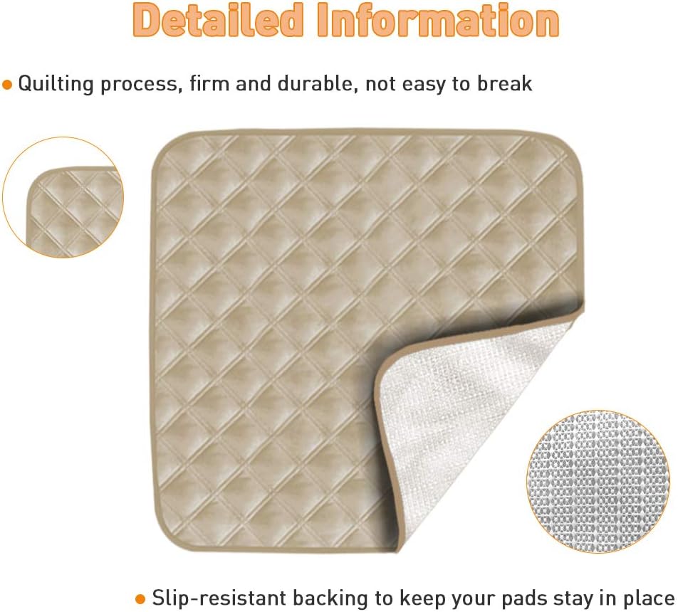 2 Pcs Incontinence Bed Pad, Reusable Underpad Seat Sofa Absorbent Pads Protection - for Elderly, Adult, Children, or Pet Training (Beige): Health & Personal Care