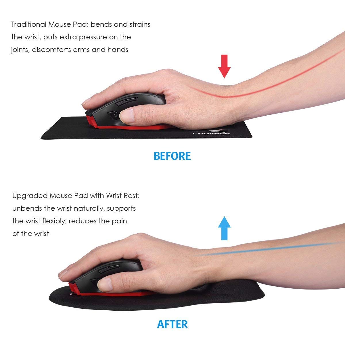 Tapis De Souris Ergonomique Tapis De Souris, Lot De 4, Similicuir, Tapis Ergonomique, Repose-poignet, Pour PC Et Ordinateur Tapis De Souris Chat