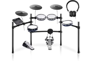 HAMPBACK ACE-310 Electric Drum Set with 8'' Drum Pads, 12'' Cymbals with Choke, 5" Bass Drum, 52+ Drum Kits and 918 Authentic Sounds, Bluetooth, Sticks, Headphone, Suitable for Advanced Practice
