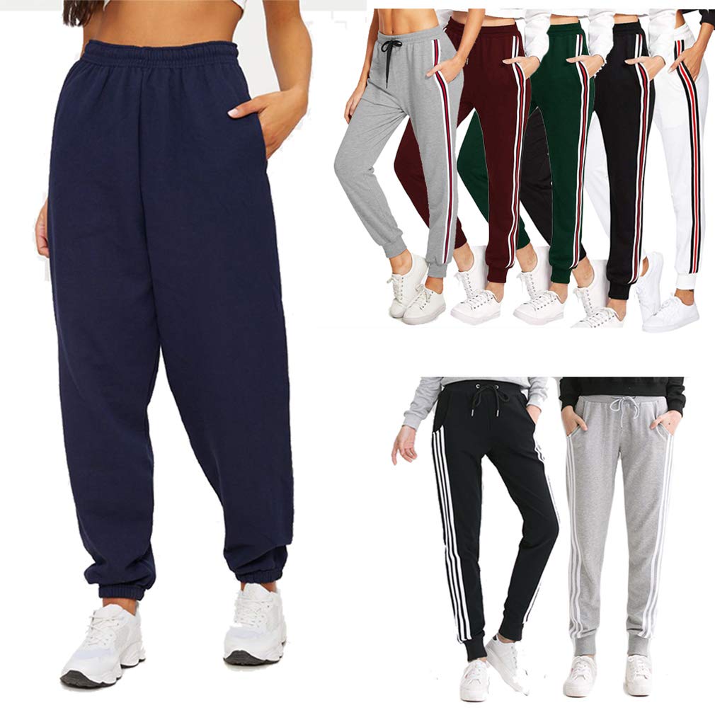 Comodi Elastico in Vita Pantaloni a Righe con Tasche Moda Casuale Sportivi  Yoga Allenamento Palestra Fitness Jeggings Pantaloni Lunghi Pantaloni a  Vita Media Donna Sport e tempo libero Pantaloni berjaya.edu.my