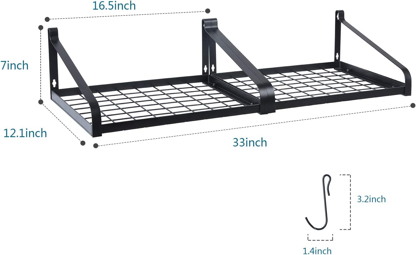 Love-KANKEI Pot Rack Wall Mounted Set of 2 Pan Pot Organizer Wall Shelves with 16 Hooks for Kitchen Cookware Utensils Organization Black: Home & Kitchen