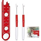 Sewing Machine Needle Threader, 4 in 1 Automatic Quick Threading Tool, Multifunctional Stitch Insertion Seam Guide with 2 Pcs Seam Rippers for Quilting Alterations Tailoring(Red)