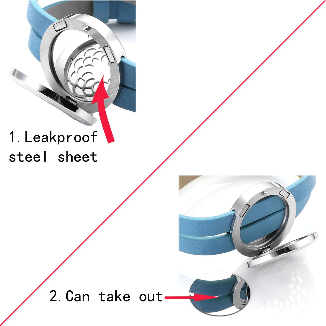 PiercingJ - Bijoux Collier Pendentif Ouvrir Nuage + Bracelet Aromatique Diffuseur de Parfum Huile Essentielle Hypoallergeniques Porte Photo Acier Inoxydable + 12PCS Coton Parfum#02