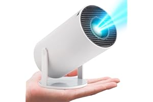 ASTARAMA Mini Projector,HY300 Portable Projector,4K/200 ANSI Projector with 2.4/5G WiFi and Bluetooth.Auto Keystone Correction,40"-130" Screen,180° Flip,Android 11.0,Round Design Movie Projector (White)