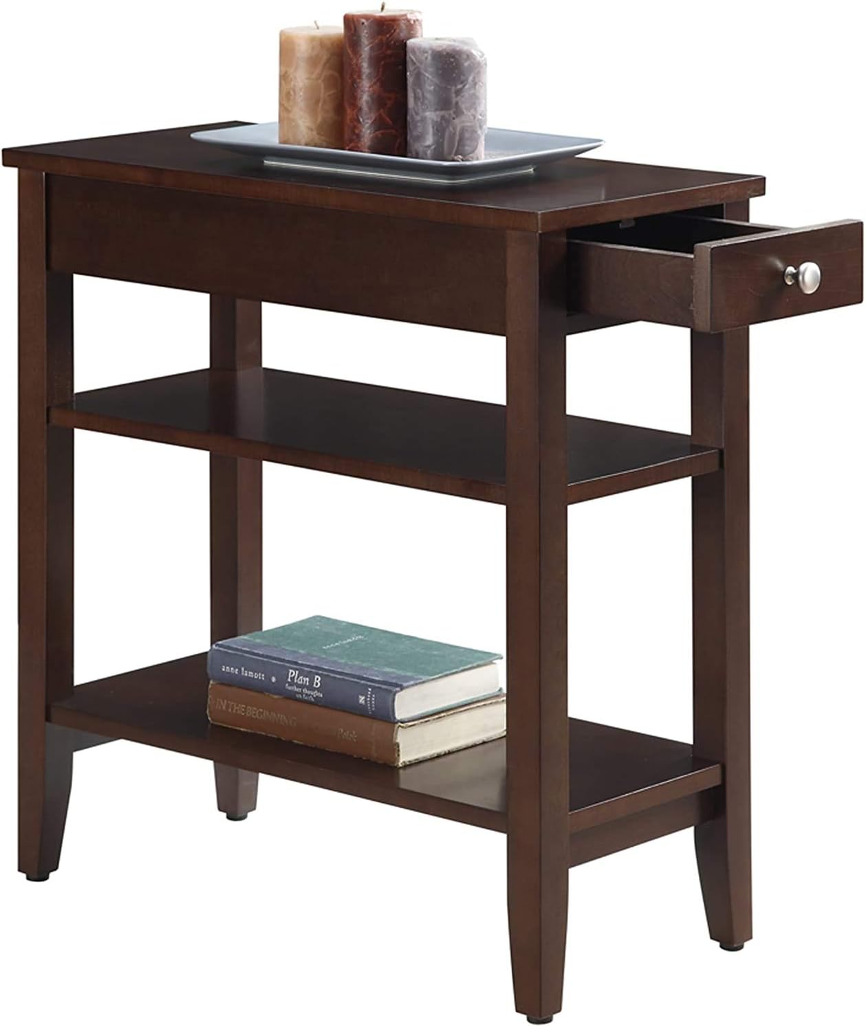 Convenience Concepts American Heritage Three Tier End Table with Drawer, Espresso: Furniture & Decor