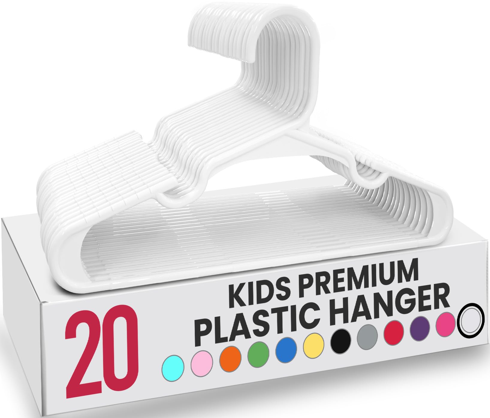 Utopia Home Plastic Kids Hangers for Clothes- Baby Clothes Nursey & Closet- Durable and Slim Children Hangers- Space Saving Toddler Infant Coat (Pack of 20,White) UH0773