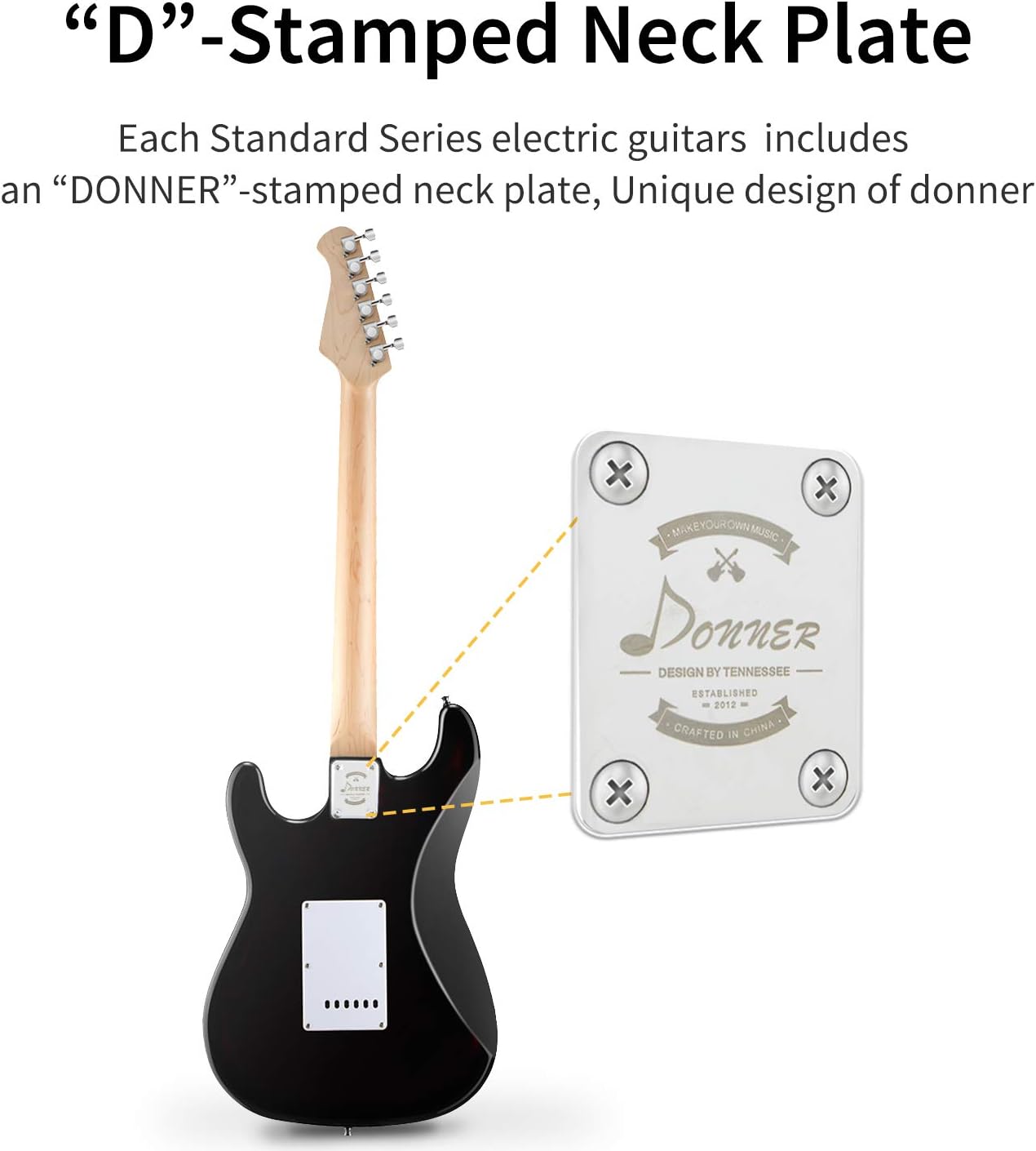 Donner 39 Inch Electric Guitar Beginner Kit Black Full-Size Starter Package HSS Pick Up with All Accessories Amp Online Lesson Bag Tuner Capo Strap String Amp Cable Picks DST-100B - Image 4