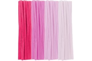 PYRISUU Pink Pipe Cleaners, 100 Pieces Chenille Stems Craft, 12 inch Long Fluffy Pipe Cleaners for Creative DIY Art Craft Projects, Home Decoration Supplies (6 mm x 30 cm, Pink Series-4 Colors)
