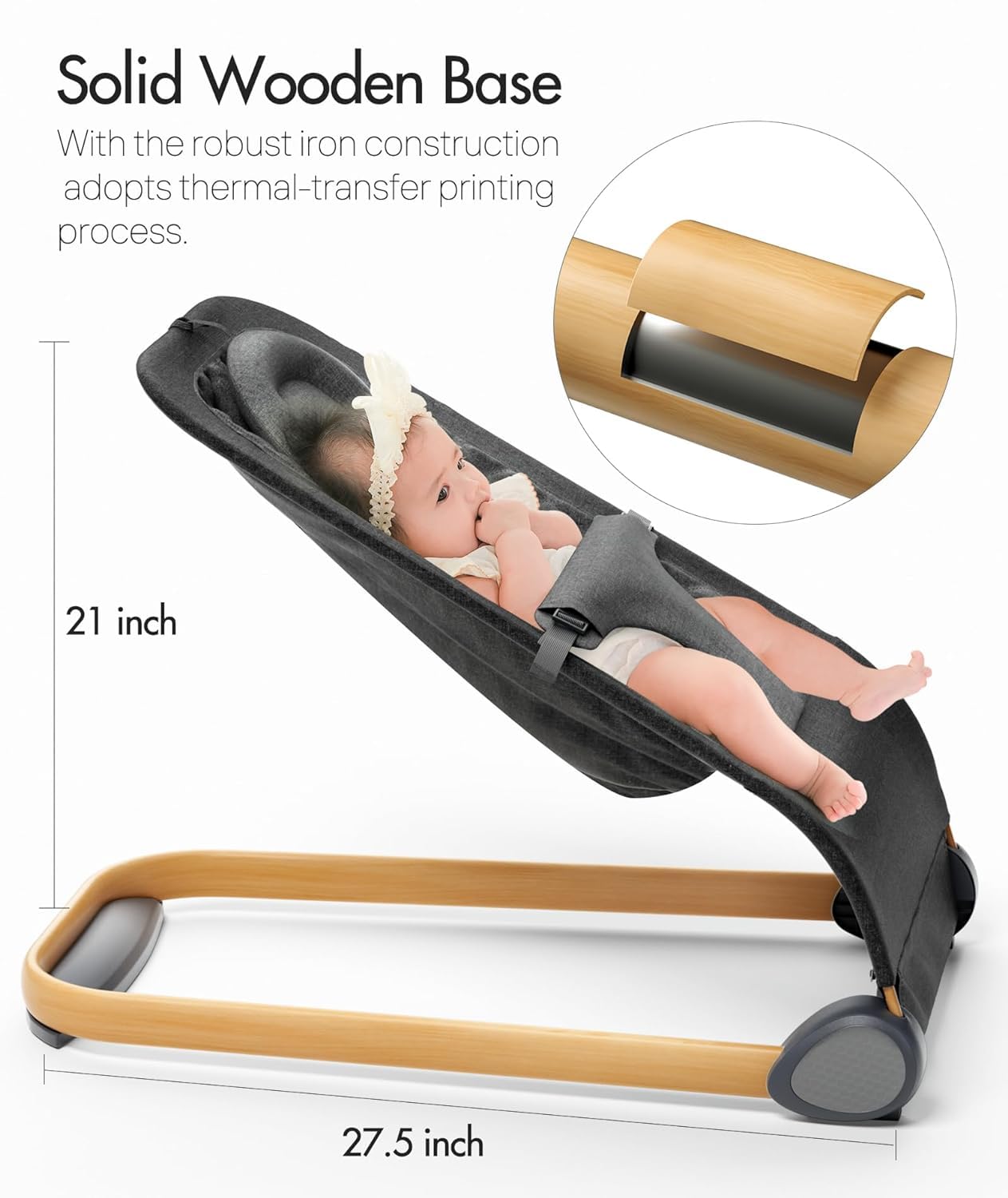 Fodoss Baby Bouncer - Portable Baby Bouncer Seat for Infants, Ergonomic Design Baby Bouncer Chair, Bouncer for Babies 0-12 Months, Black