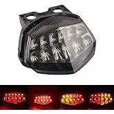 MZS Motorcycle Tail Light LED Integrated for EX250 EX 250 2008-2012 | Rear Turn Signal Blinker Running Taillight, Stop Brake Light, Waterproof Dustproof Smoke Lens, Amber Red Dual Color Lamp
