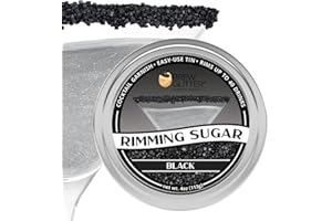 Rimming Sugar - Black (4oz 1x Tin) | Drink Rimmer for Beverages, Cocktails, Margaritas by Brew Glitter