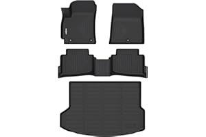 GINOWY- Floor Mats & Cargo Liner for Kia Seltos 2020-2023, TPE All Weather Protection Seltos Car Mats 2021, Custom Seltos Floor Liners Non-Slip Trunk Mat, Waterproof Accessories Black