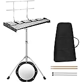 GIANTEX 32 Note Glockenspiel Bell Kit, Student Percussion Instrument Set | Xylophone with 8" Practice Pad, Adjustable Stand, Mallets, Drumsticks, Carrying Bag, for Middle School Band Beginners
