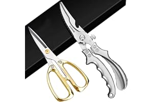 AUDAMI Kitchen Scissors Heavy Duty 2 Pack,Kitchen Shears Heavy Duty,Poultry Shears Heavy Duty,Meat Scissors Heavy Duty,Utility Scissors Heavy Duty Multipurpose Food Scissors,Cooking Scissors Stainless Steel