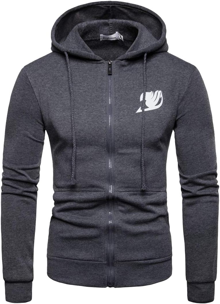 Anime Unisex “Fairy Tail ”Print Casual Hooded Cardigan Zip-up Jacket Sweatshirt