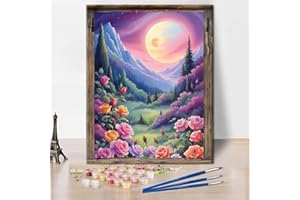 XYLOGIST Paint by Numbers Kit for Adults - Landscape Paint By Numbers for Adults, Flowers Paint by Numbers Kits for Beginner, DIY HD Colorful Canvas Acrylic Painting, Perfect for Home Wall Decor 12X16 Inch