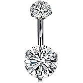 AVYRING G23 Titanium Belly Button Rings Hypoallergenic Stainless Steel Dangle Belly Piercing Jewelry 14g Internally Thread Belly Rings for Women Men