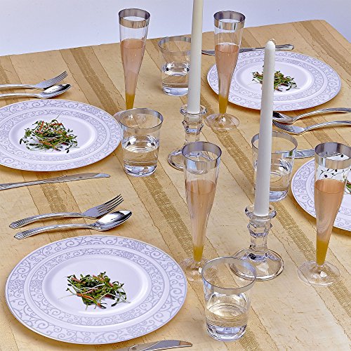 image for Silver Spoons Party Disposable 40pc Dinnerware Set | 20 Dinner Plates 