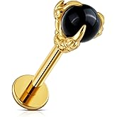 FINE4U 16G ASTM F136 Titanium Dragon Claw Piercing Jewelry Stud with 6mm 8mm post for Conch Helix Tragus Flat, Hypoallergenic Internally Threaded