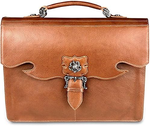 Zeyner Italian Vachetta Leather Flap-Over 15.4-inch Laptop Briefcase