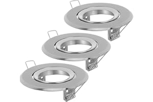 Mikikit 3pcs Mr16 Gu10 Nickel Plated Metal Trim Ring Recessed Light Fixture Bracket for Ceiling Spotlight