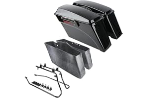 TCT-MOTORPARTS Hard Saddlebags Saddle Bag & Black Conversion Brackets Fit for Harley Softail Heritage Deluxe Fatboy Night Train 1984-2017