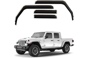 GrandWheel Co Smoke Tinted in-Channel Side Window Vent Visor Deflectors Rain Guards Compatible with Jeep Gladiator 2020-2026 