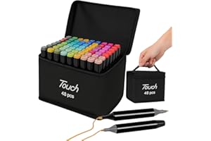 Omnira - 48 PCS Dual Tip Alcohol Markers – vibrant, smooth ink for drawing, sketching & coloring. Ideal for artists, students