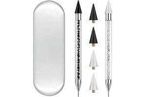 NFRBTD 2 Pack Rhinestone Picker Tool Dotting Pen, Wax Pencil for Rhinestones with 4 Extra Tips, Crystal Gem Diamond Jewel Applicator, Rhinestone Tool for Crafting Bedazzling DIY Nail Art
